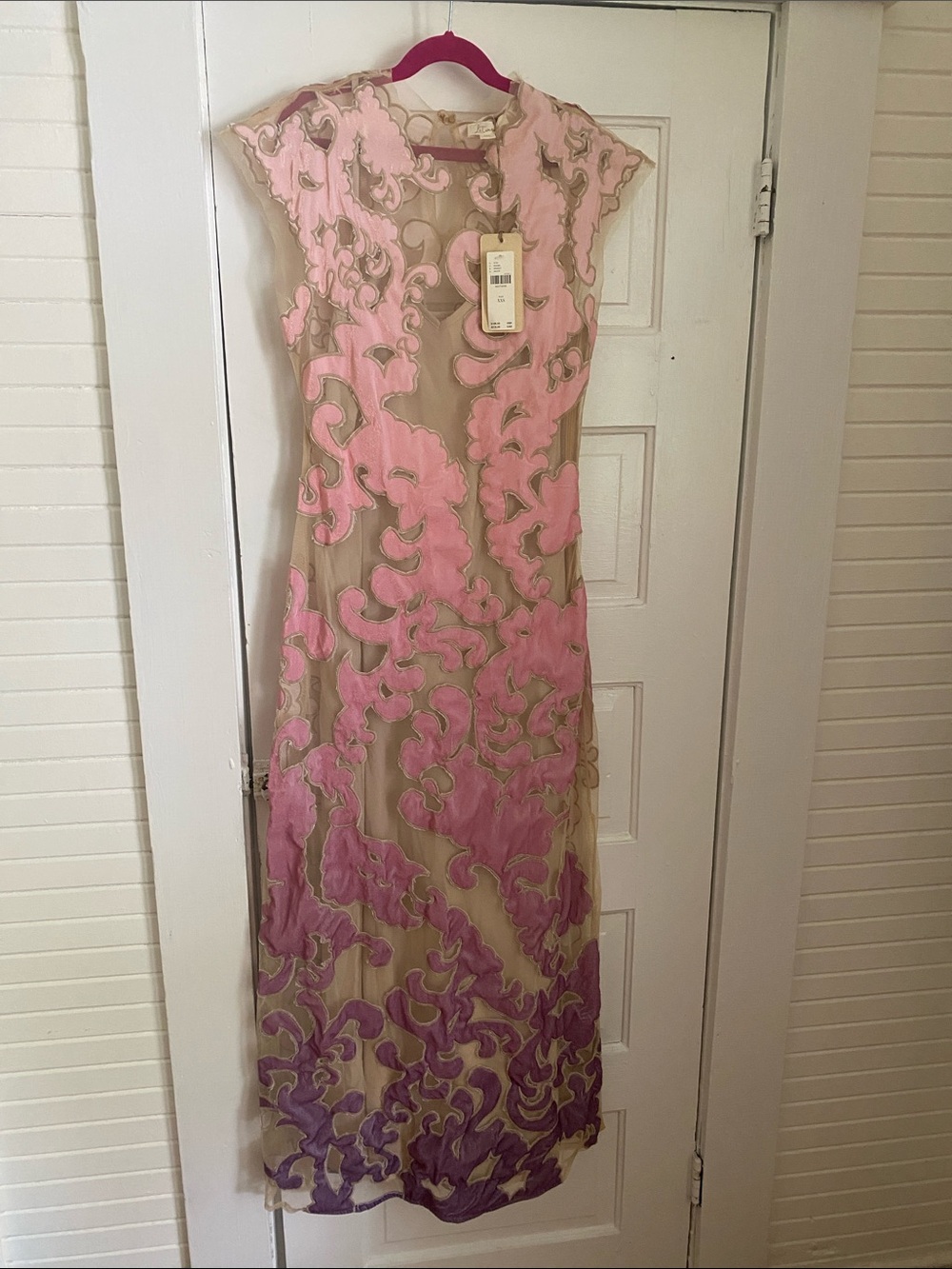 Sleeveless Anthropologie Ombre Appliqué Gown, XXS, new with tags